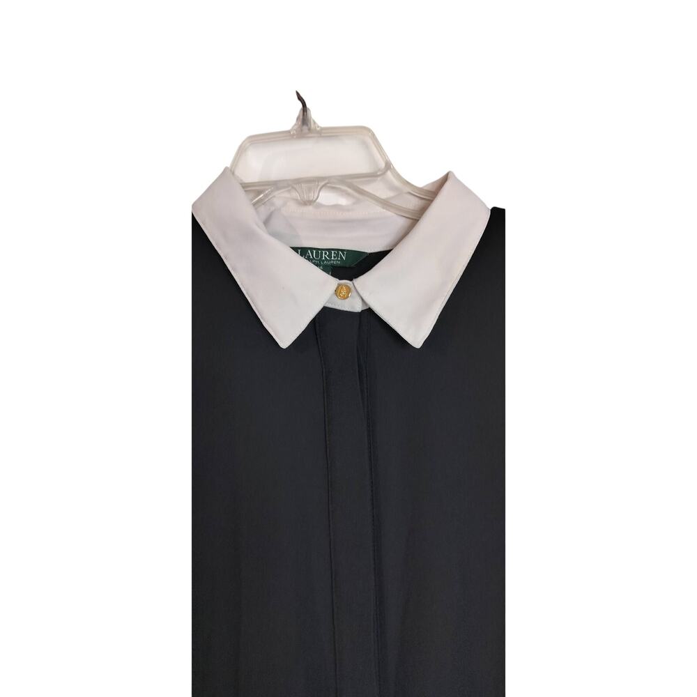 4252) Lauren Ralph Lauren Women Black Jumpsuit with White Accent Collar Size 14 - Picture 7 of 13